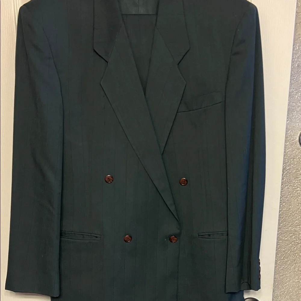 Classic Dark Green Pinstripe Suit 44R